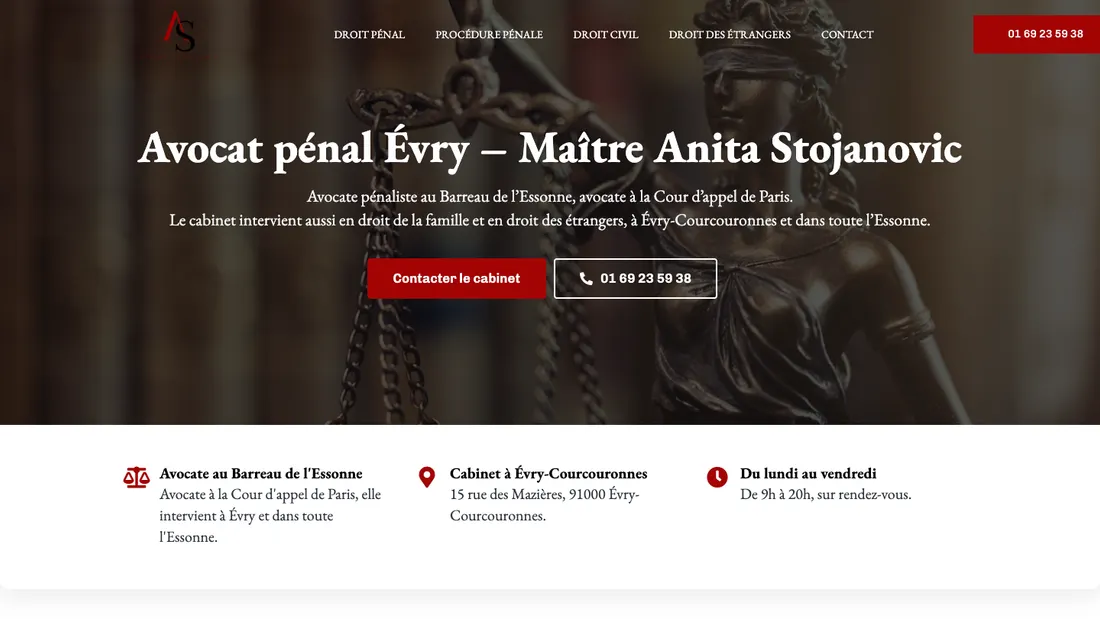 Site du cabinet Stojanovic, avocate à Évry